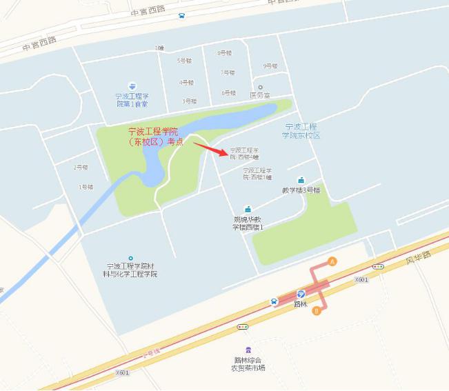 宁波工程学院东校区(风华校区)考场示意图