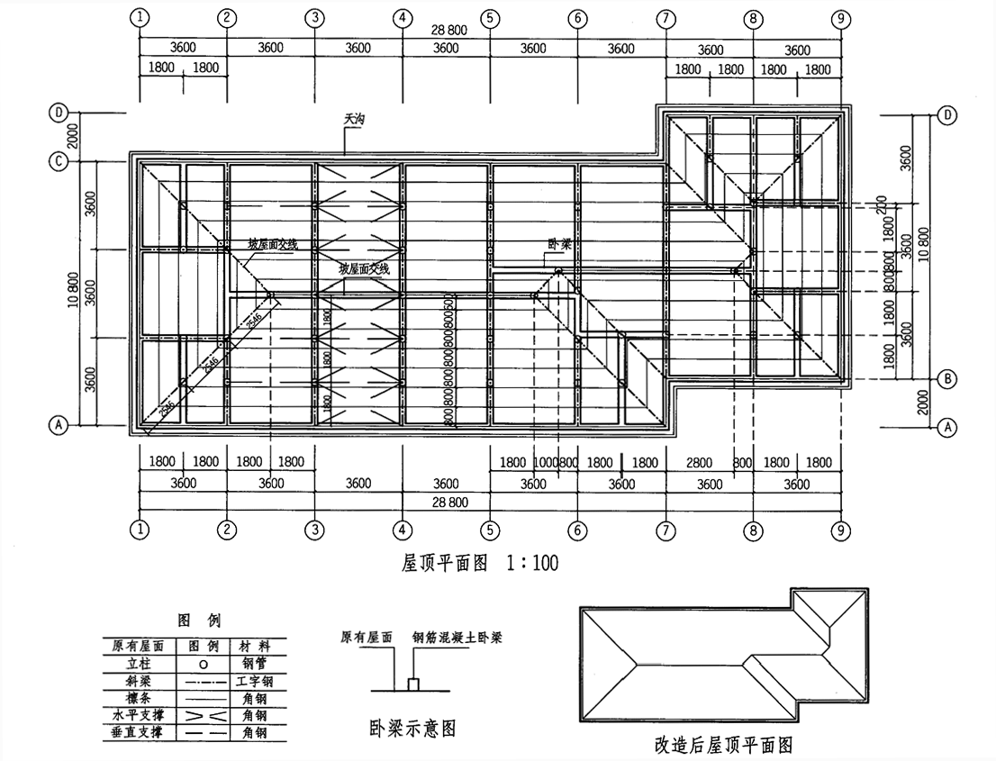 任务描述图示某多层住宅的平屋面拟改为坡屋顶在⑥⑦轴间两轴本身除外